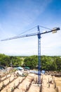 A New building is being constructed with use of tower crane Royalty Free Stock Photo