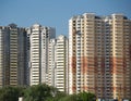 New building construction over clear blue sky in summer day