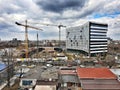 New building construction site with crane. Corporation, business. Royalty Free Stock Photo