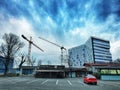 New building construction site with crane. Corporation, business. Royalty Free Stock Photo