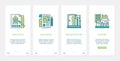 New building design, renovation reconstruction UX, UI mobile app page screen set