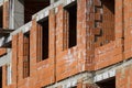 New building of a red brick multi-storey residential building. Background Royalty Free Stock Photo