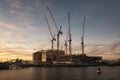 New building under construction on the Oosterdok island next to the Central station in Amsterdam