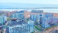 New buildings and construction sites aerial panoramic view
