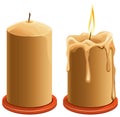 New and burning wax candle Royalty Free Stock Photo