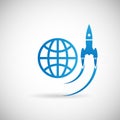 New Business Project Startup Symbol Rocket Space Ship launch Icon Design Template on Grey Background Vector Illustration Royalty Free Stock Photo