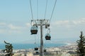 HAIFA, ISRAEL. April 26, 2021: The new cable car in Haifa. Royalty Free Stock Photo