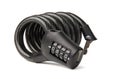 New cable coiled black combination bicycle lock isolated on white background Royalty Free Stock Photo