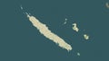 New Caledonia highlighted. Topo Humanitarian