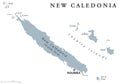 New Caledonia political map gray