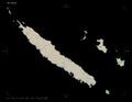 New Caledonia shape on black. Topo German