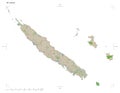 New Caledonia shape on white. Topo French