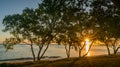 new caledonian sunset at the beach