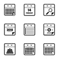 New calendar icons set, simple style