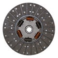 New car clutch disc, isolate on white background. Rough surface for better friction. Springs and rivets. Part of the car Royalty Free Stock Photo