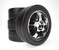 New car wheel with winter tire stacked up Royalty Free Stock Photo