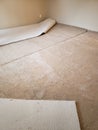 New carpet installed in the bedroom of house Royalty Free Stock Photo