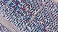 New cars from the car factory parked at the port waiting for exp Royalty Free Stock Photo