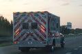 New Castle, Delaware, U.S.A - August 17, 2023 - An ambulance rushing on Route 1 North to the hospital