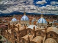 Aerial View of New Cathedral in center of Cuenca, Ecuador