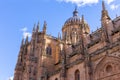 New Cathedral of Salamanca (Catedral Nueva) decorative facade with spires and dome, Spain Royalty Free Stock Photo