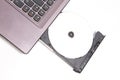 New CD/DVD inside optical disk drive bay Royalty Free Stock Photo