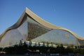 New Century Global Center, Chengdu, Sichuan, China against blue skies