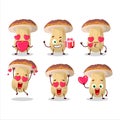 New cep mushroom cartoon character with love cute emoticon