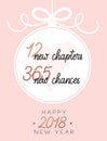 12 new chapters 365 new chances new year card. trendy pink design with golden elements and lettering. new year greeting card. Royalty Free Stock Photo