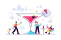 Happy hour vector illustration. Flat tiny