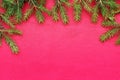 New Christmas background with real pine tree branches Royalty Free Stock Photo