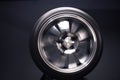 new chrome rims car wheels for a drift car custom tuning long exposure photo Royalty Free Stock Photo
