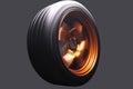 orange metal welded rims car wheels for a drift car custom tuning long exposure photo motion blur effect Royalty Free Stock Photo