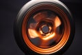 orange metal welded rims car wheels for a drift car custom tuning long exposure photo motion blur effect Royalty Free Stock Photo