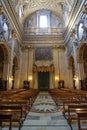 New church nave seen from the altar, Rome, Italy.