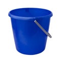 New, classic, plastic bucket. Blue bucket isolated on a white background