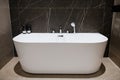 New, clean, white bathroom in a modern home interior design Royalty Free Stock Photo
