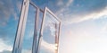 New clear and clean open PCV windows on sunny sky Royalty Free Stock Photo