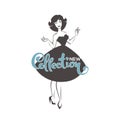 New collection arrivals, new look style girl, vector retro lady