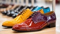 New collection of men sport shoes in a boutique store generated by AI Royalty Free Stock Photo