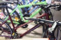 New collection of sports bicycles is in store closeup Royalty Free Stock Photo