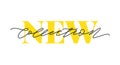 New collection yellow text on white background. Modern calligraphy. Vector illustration.