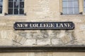 New College Lane Street Sign; Oxford; England