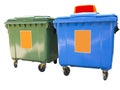 New colorful plastic garbage containers isolated over white Royalty Free Stock Photo