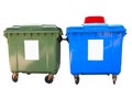 New colorful plastic garbage containers isolated over white Royalty Free Stock Photo