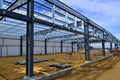 Steel framing used for new commercial building. Royalty Free Stock Photo