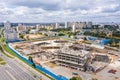 Aerial panoramic view of big construction site in Minsk, Belarus Royalty Free Stock Photo