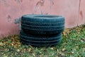 New Compact Vehicles Tires Stack. Winter and Summer Season Tires