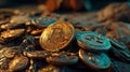 A new concept for virtual currency, Golden Bitcoins, is being introduced Royalty Free Stock Photo