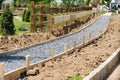 new concrete footpath sidewalk cement street material gray gravel urban walkway Royalty Free Stock Photo